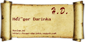 Höger Darinka névjegykártya
